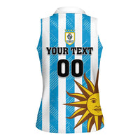 Custom Uruguay Football Women Sleeveless Polo Shirt Sol De May - Wonder Print Shop