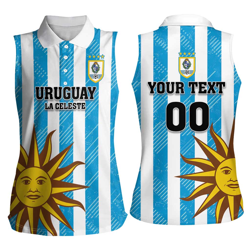 Custom Uruguay Football Women Sleeveless Polo Shirt Sol De May - Wonder Print Shop