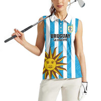 Custom Uruguay Football Women Sleeveless Polo Shirt Sol De May - Wonder Print Shop