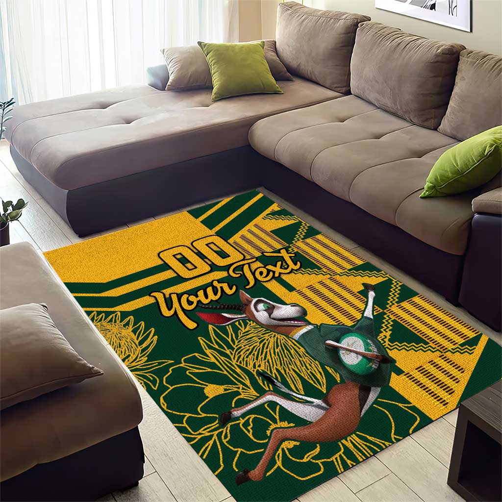 Custom South Africa Rugby Area Rug Springboks With Protea Cynaroides - Wonder Print Shop