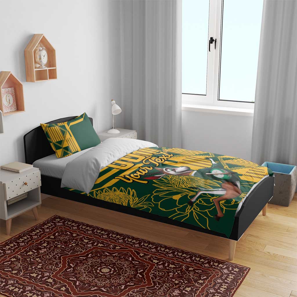 Custom South Africa Rugby Bedding Set Springboks With Protea Cynaroides - Wonder Print Shop