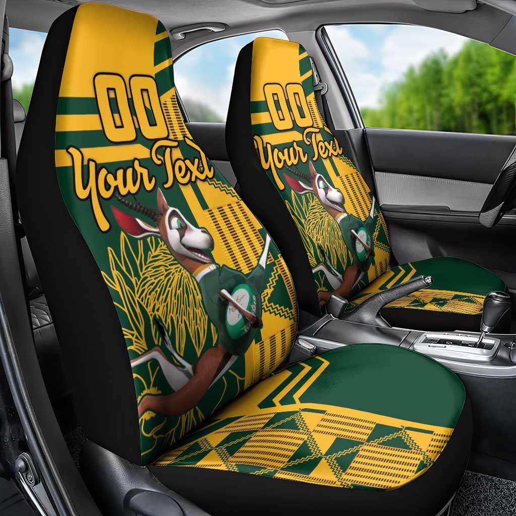 Custom South Africa Rugby Car Seat Cover Springboks With Protea Cynaroides - Wonder Print Shop