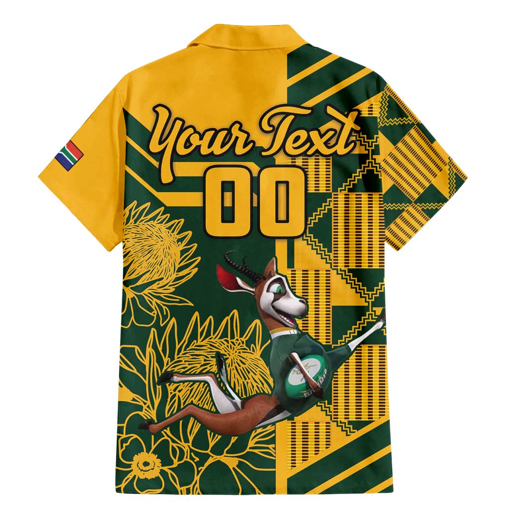 Custom South Africa Rugby Family Matching Mermaid Dress and Hawaiian Shirt Springboks With Protea Cynaroides - Wonder Print Shop