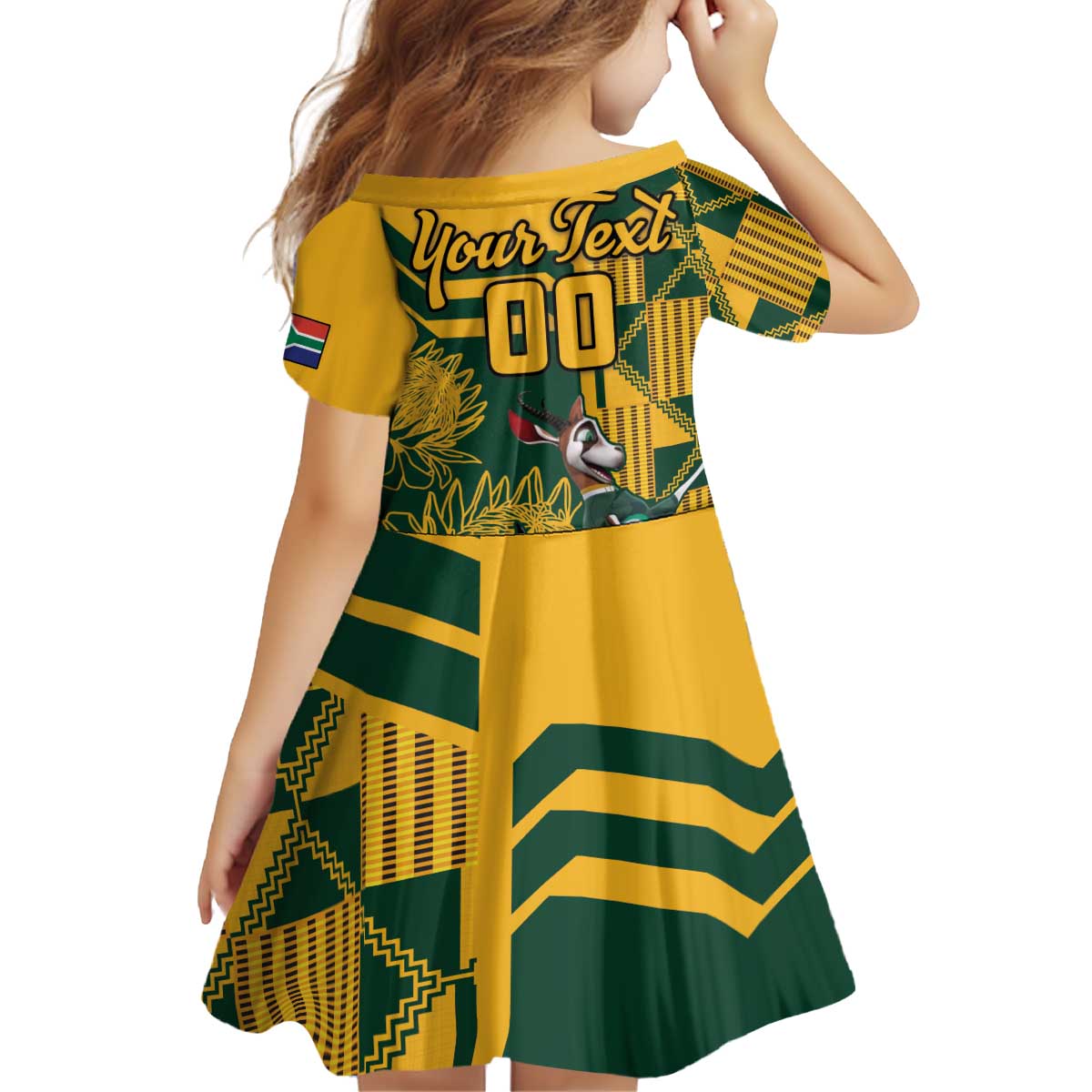 Custom South Africa Rugby Family Matching Off Shoulder Short Dress and Hawaiian Shirt Springboks With Protea Cynaroides - Wonder Print Shop