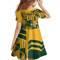 Custom South Africa Rugby Family Matching Off Shoulder Short Dress and Hawaiian Shirt Springboks With Protea Cynaroides - Wonder Print Shop