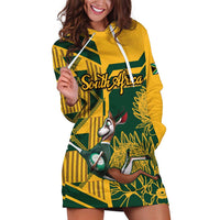 Custom South Africa Rugby Hoodie Dress Springboks With Protea Cynaroides - Wonder Print Shop