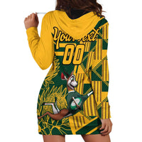 Custom South Africa Rugby Hoodie Dress Springboks With Protea Cynaroides - Wonder Print Shop