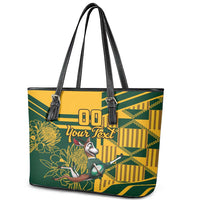 Custom South Africa Rugby Leather Tote Bag Springboks With Protea Cynaroides - Wonder Print Shop