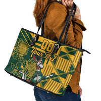 Custom South Africa Rugby Leather Tote Bag Springboks With Protea Cynaroides - Wonder Print Shop
