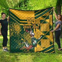 Custom South Africa Rugby Quilt Springboks With Protea Cynaroides - Wonder Print Shop