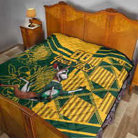 Custom South Africa Rugby Quilt Springboks With Protea Cynaroides - Wonder Print Shop