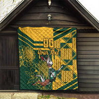 Custom South Africa Rugby Quilt Springboks With Protea Cynaroides - Wonder Print Shop
