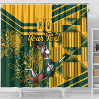 Custom South Africa Rugby Shower Curtain Springboks With Protea Cynaroides