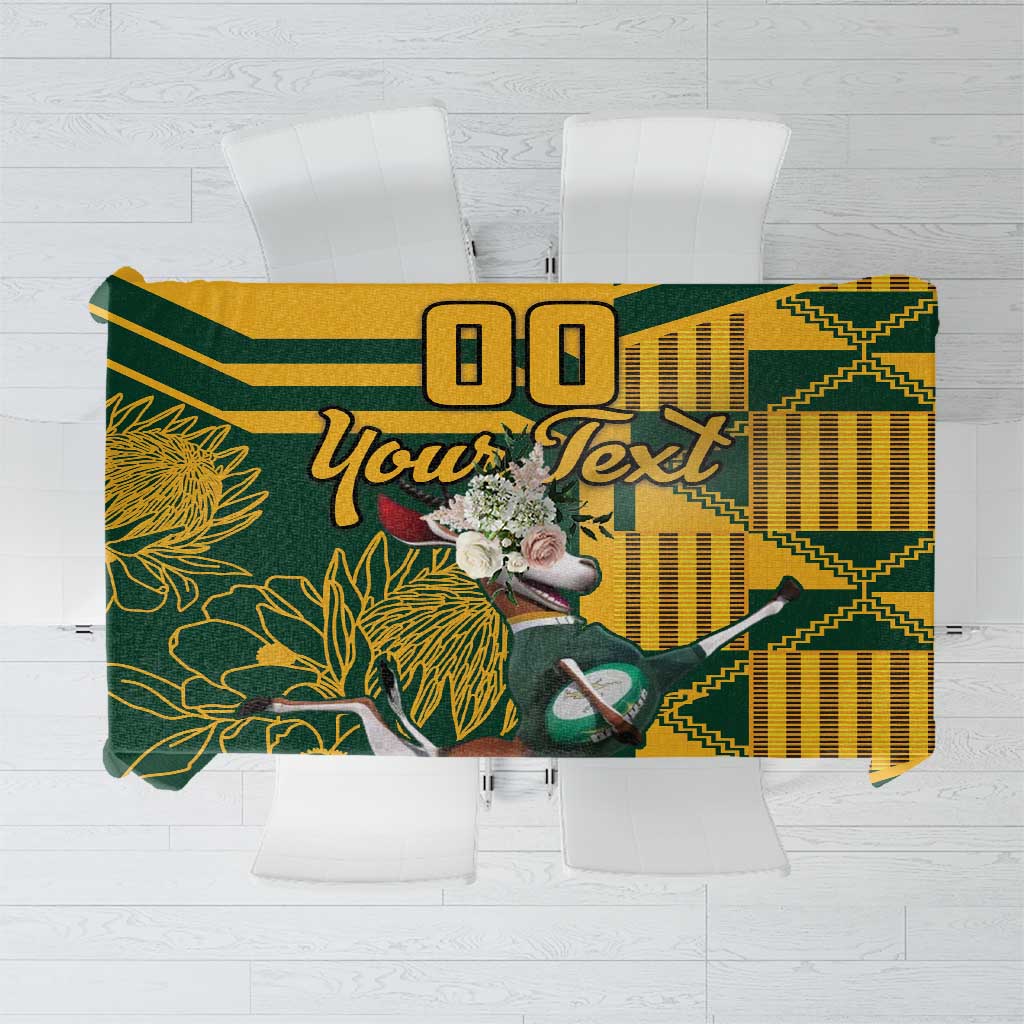 Custom South Africa Rugby Tablecloth Springboks With Protea Cynaroides - Wonder Print Shop