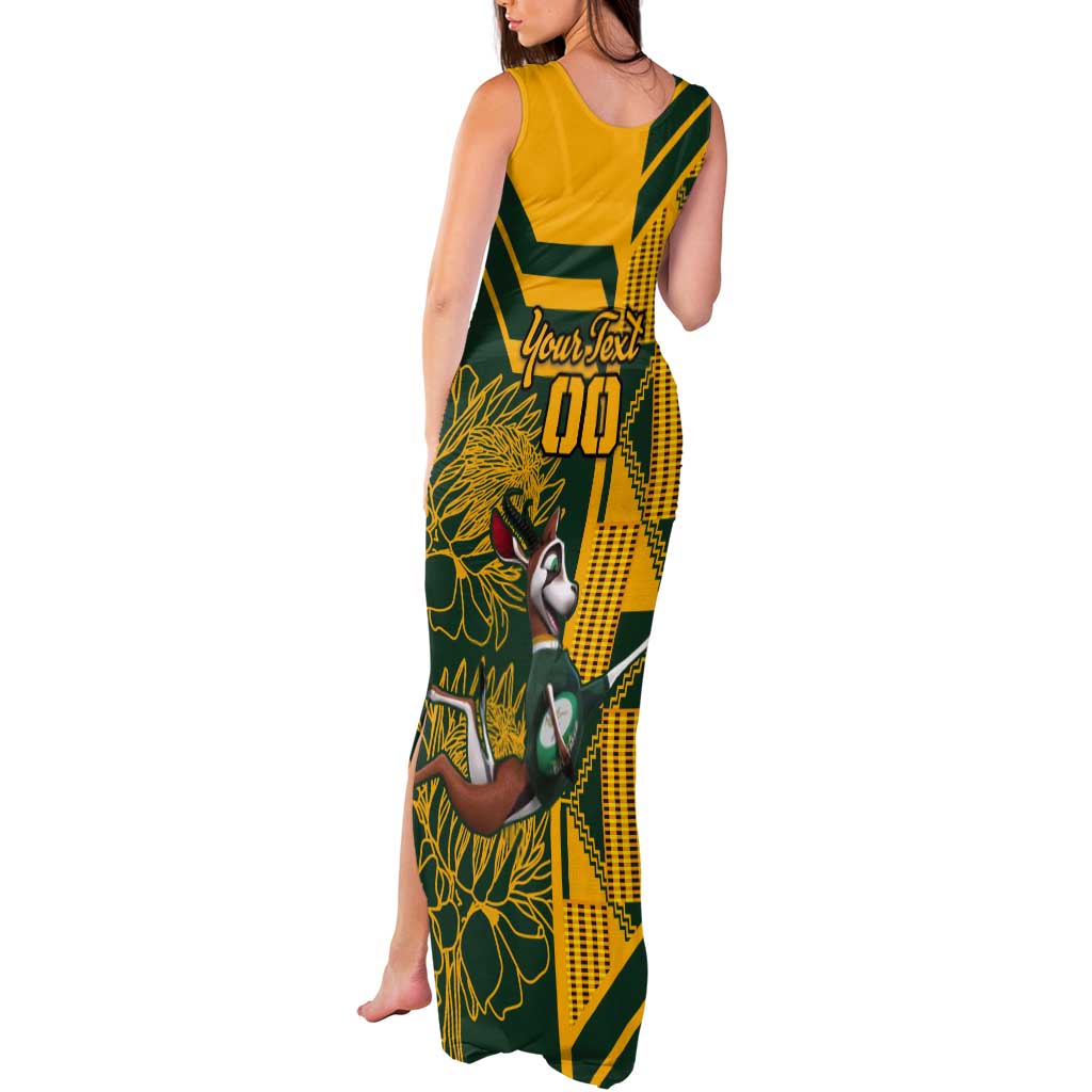 Custom South Africa Rugby Tank Maxi Dress Springboks With Protea Cynaroides - Wonder Print Shop