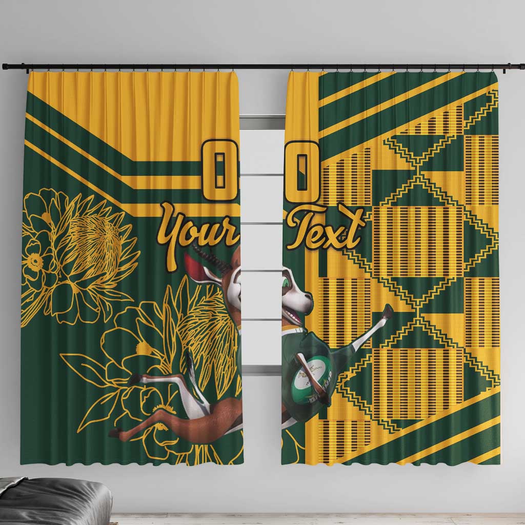 Custom South Africa Rugby Window Curtain Springboks With Protea Cynaroides - Wonder Print Shop