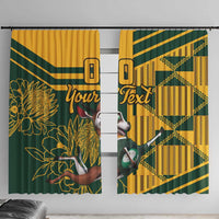 Custom South Africa Rugby Window Curtain Springboks With Protea Cynaroides - Wonder Print Shop