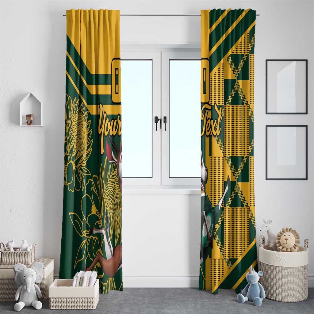 Custom South Africa Rugby Window Curtain Springboks With Protea Cynaroides - Wonder Print Shop