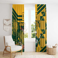 Custom South Africa Rugby Window Curtain Springboks With Protea Cynaroides - Wonder Print Shop