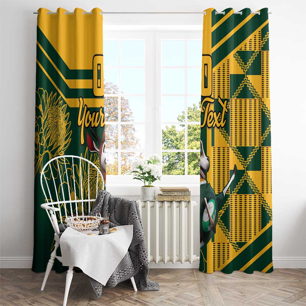 Custom South Africa Rugby Window Curtain Springboks With Protea Cynaroides - Wonder Print Shop