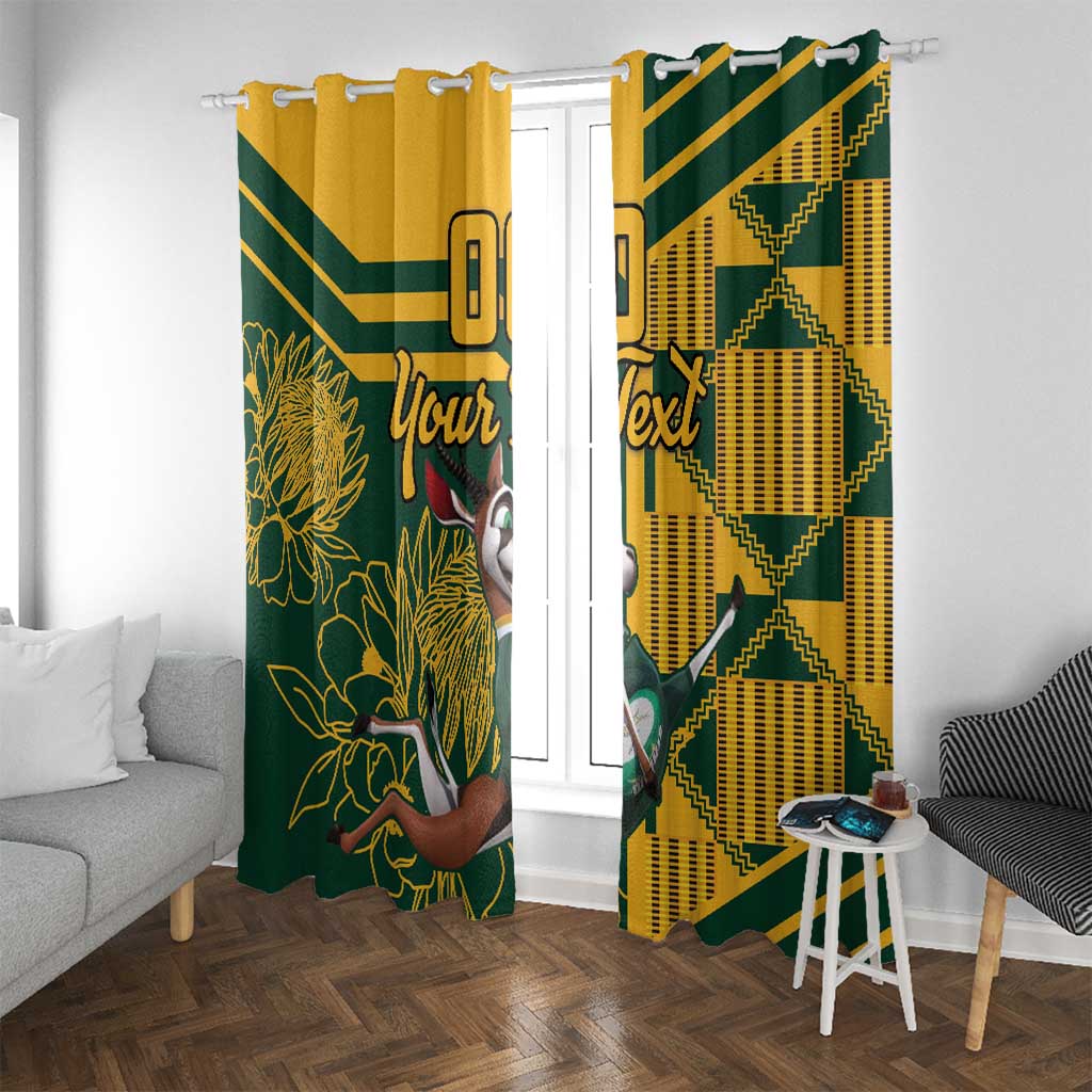 Custom South Africa Rugby Window Curtain Springboks With Protea Cynaroides - Wonder Print Shop