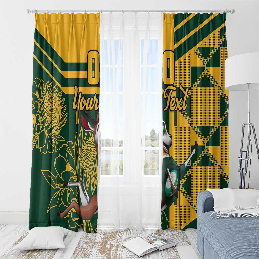 Custom South Africa Rugby Window Curtain Springboks With Protea Cynaroides - Wonder Print Shop