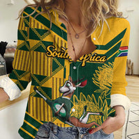 Custom South Africa Rugby Women Casual Shirt Springboks With Protea Cynaroides - Wonder Print Shop