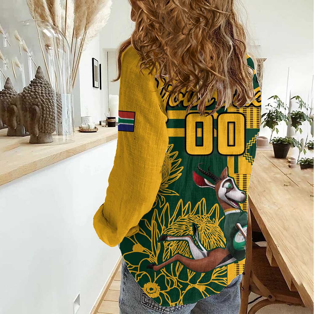 Custom South Africa Rugby Women Casual Shirt Springboks With Protea Cynaroides - Wonder Print Shop