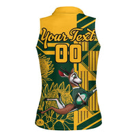 Custom South Africa Rugby Women Sleeveless Polo Shirt Springboks With Protea Cynaroides - Wonder Print Shop