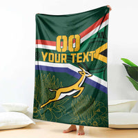 Custom South Africa Rugby Blanket Springboks Mascot African Pattern