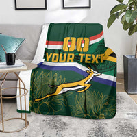 Custom South Africa Rugby Blanket Springboks Mascot African Pattern