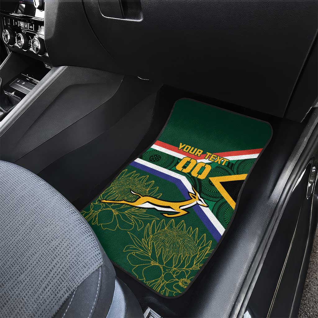 Custom South Africa Rugby Car Mats Springboks Mascot African Pattern - Wonder Print Shop