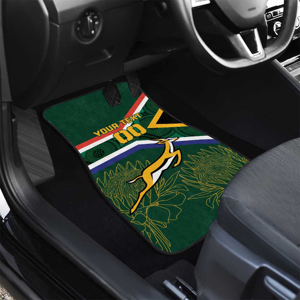 Custom South Africa Rugby Car Mats Springboks Mascot African Pattern - Wonder Print Shop