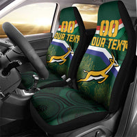Custom South Africa Rugby Car Seat Cover Springboks Mascot African Pattern - Wonder Print Shop
