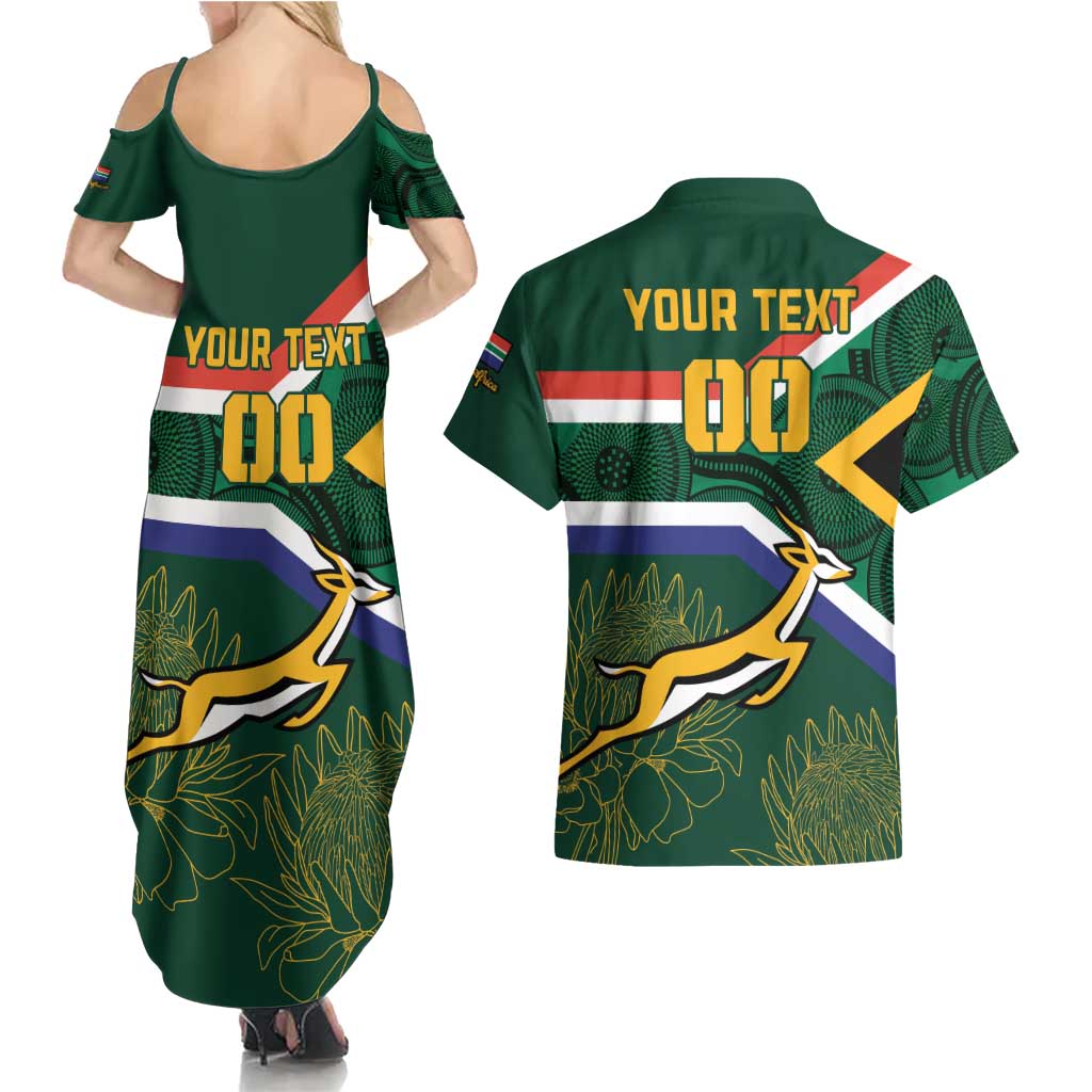 Custom South Africa Rugby Couples Matching Summer Maxi Dress and Hawaiian Shirt Springboks Mascot African Pattern - Wonder Print Shop