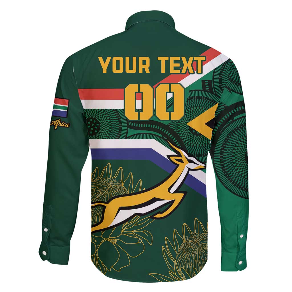 Custom South Africa Rugby Family Matching Short Sleeve Bodycon Dress and Hawaiian Shirt Springboks Mascot African Pattern - Wonder Print Shop