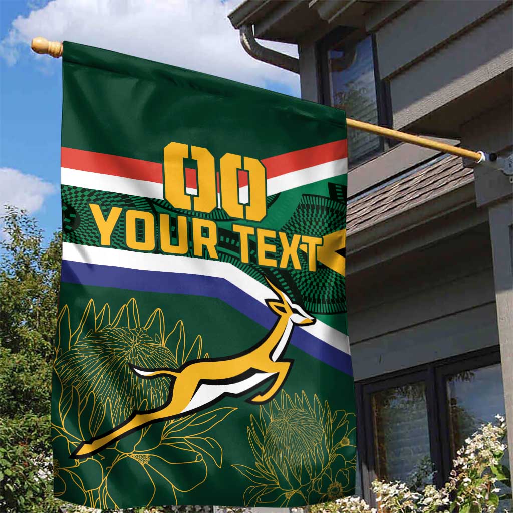 Custom South Africa Rugby Garden Flag Springboks Mascot African Pattern - Wonder Print Shop