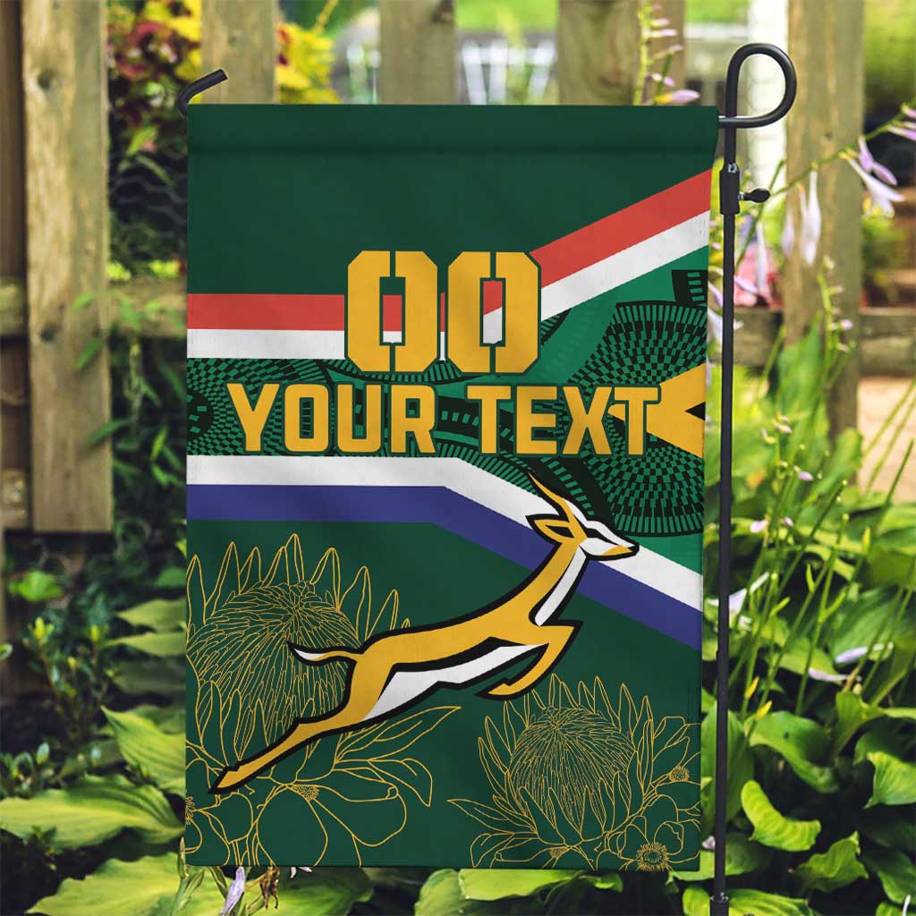 Custom South Africa Rugby Garden Flag Springboks Mascot African Pattern - Wonder Print Shop