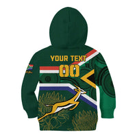 Custom South Africa Rugby Kid Hoodie Springboks Mascot African Pattern - Wonder Print Shop