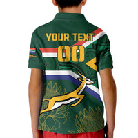 Custom South Africa Rugby Kid Polo Shirt Springboks Mascot African Pattern - Wonder Print Shop