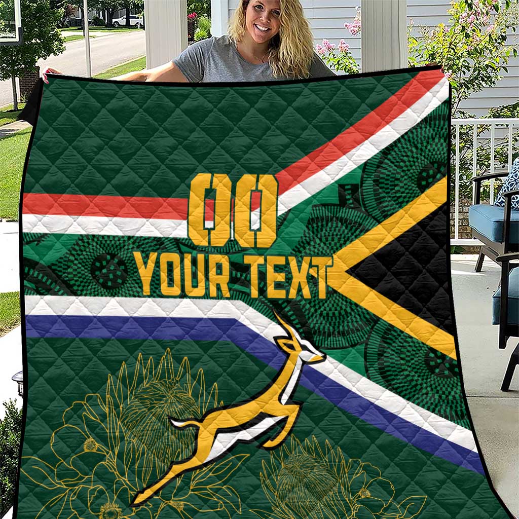Custom South Africa Rugby Quilt Springboks Mascot African Pattern - Wonder Print Shop