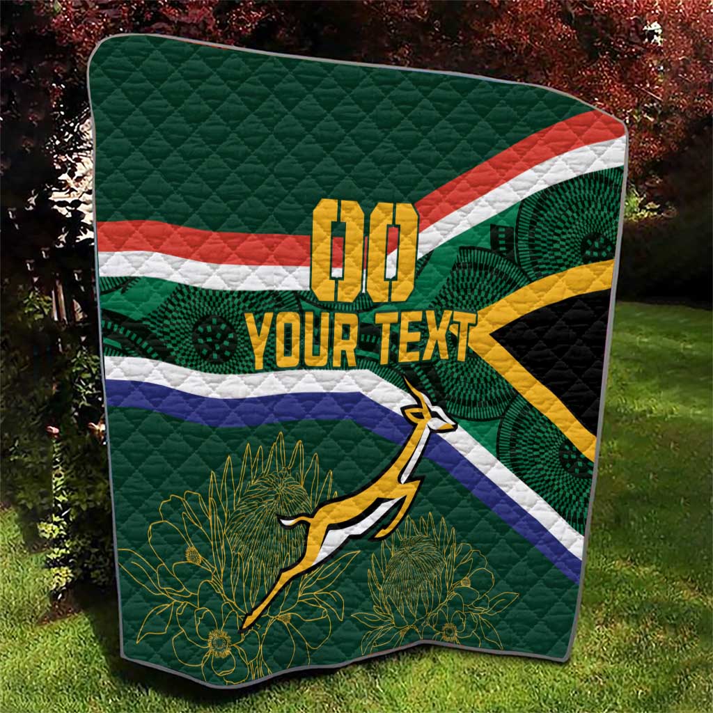 Custom South Africa Rugby Quilt Springboks Mascot African Pattern - Wonder Print Shop
