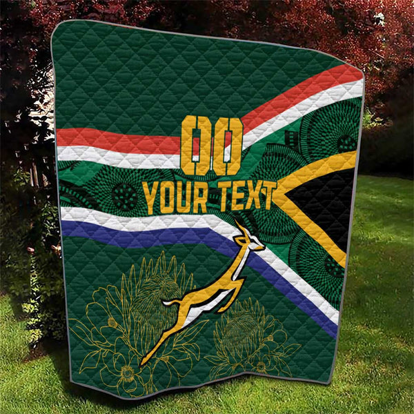 Custom South Africa Rugby Quilt Springboks Mascot African Pattern ...