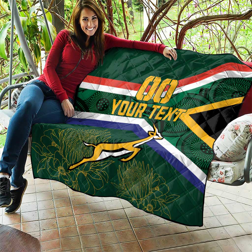 Custom South Africa Rugby Quilt Springboks Mascot African Pattern - Wonder Print Shop