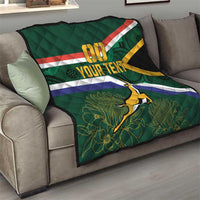 Custom South Africa Rugby Quilt Springboks Mascot African Pattern - Wonder Print Shop