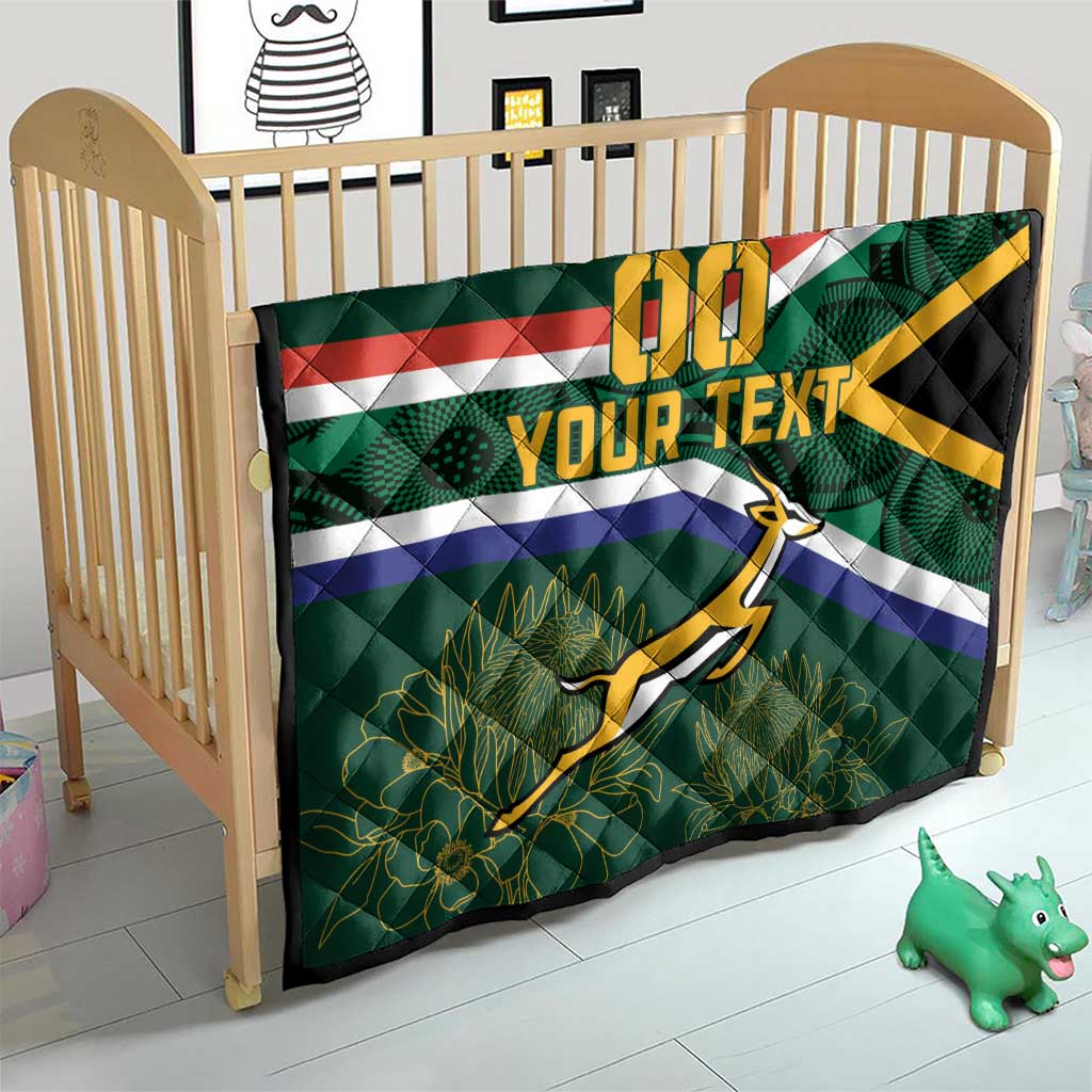 Custom South Africa Rugby Quilt Springboks Mascot African Pattern - Wonder Print Shop