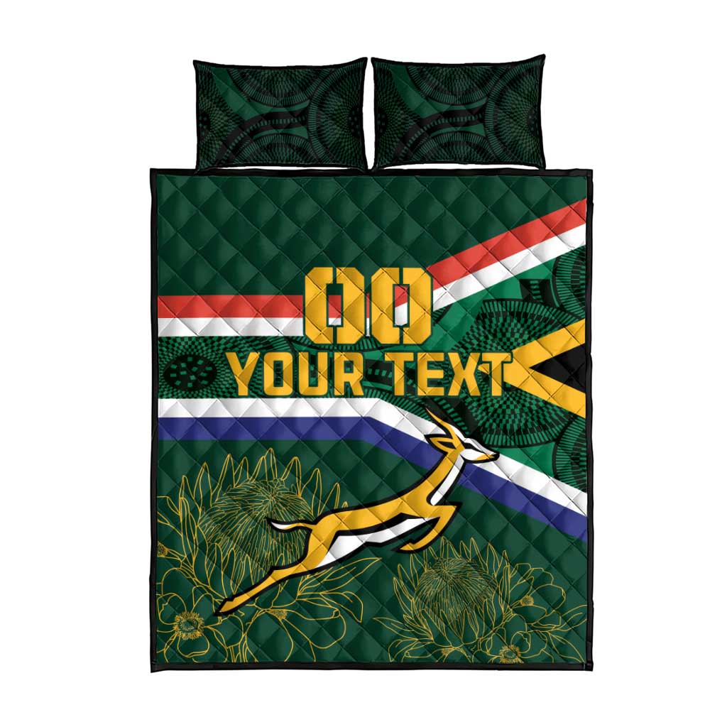 Custom South Africa Rugby Quilt Bed Set Springboks Mascot African Pattern - Wonder Print Shop