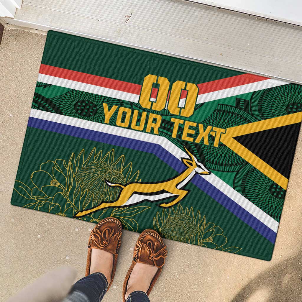 Custom South Africa Rugby Rubber Doormat Springboks Mascot African Pattern - Wonder Print Shop