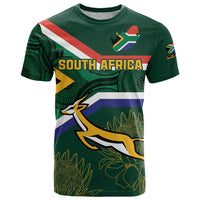 Custom South Africa Rugby T Shirt Springboks Mascot African Pattern - Wonder Print Shop