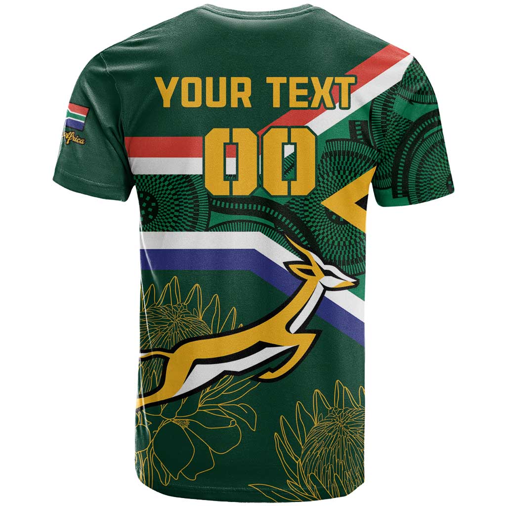 Custom South Africa Rugby T Shirt Springboks Mascot African Pattern - Wonder Print Shop